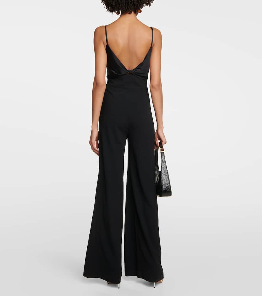 Shop Galvan Prism Satin-trimmed Crêpe Jumpsuit In Black