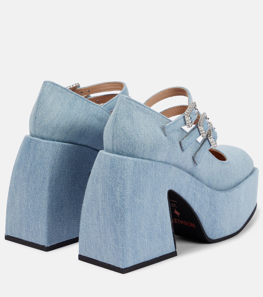 Shop Nodaleto Bulla Marietta Denim Platform Pumps In Sunlight Denim