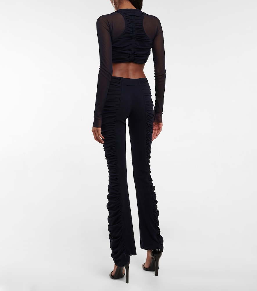 Ruched Mesh Crop Top