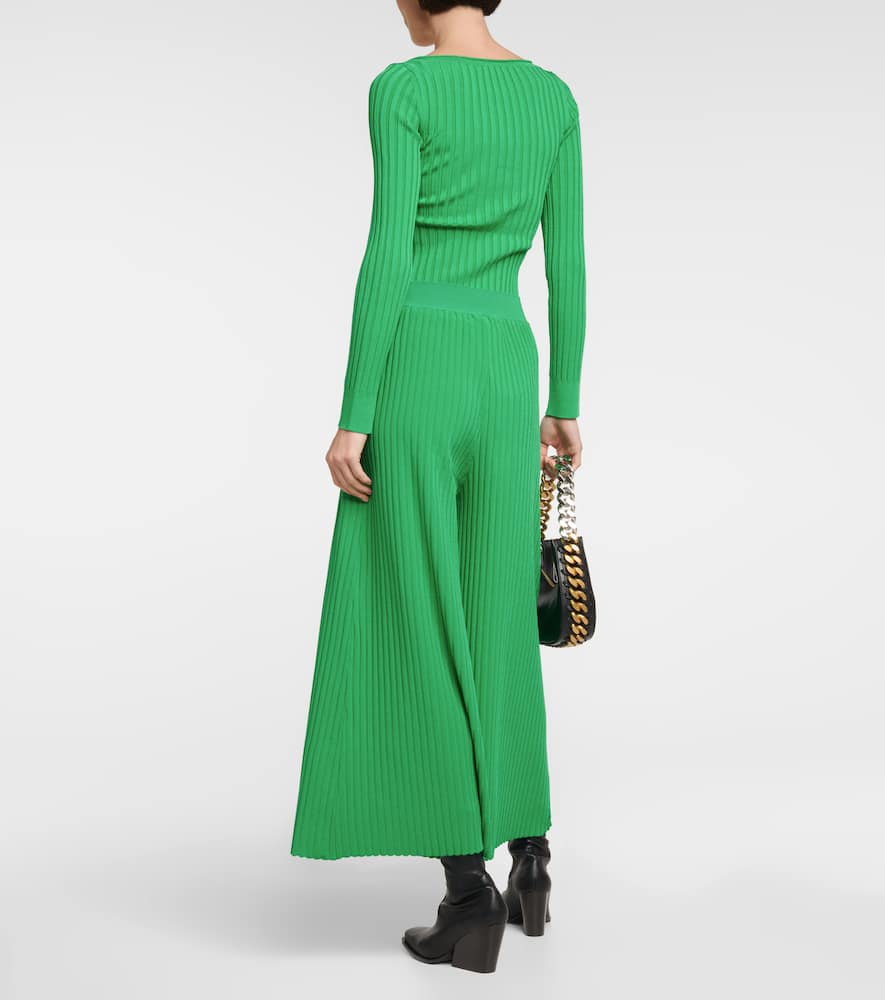 Shop Stella Mccartney Ribbed-knit Culottes In Bright Green