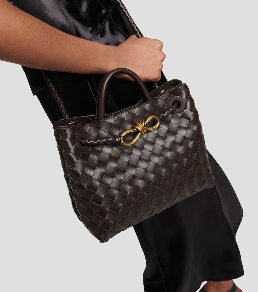 Bottega Veneta Andiamo Small Leather Tote Bag In Fondant-m Brass-fond