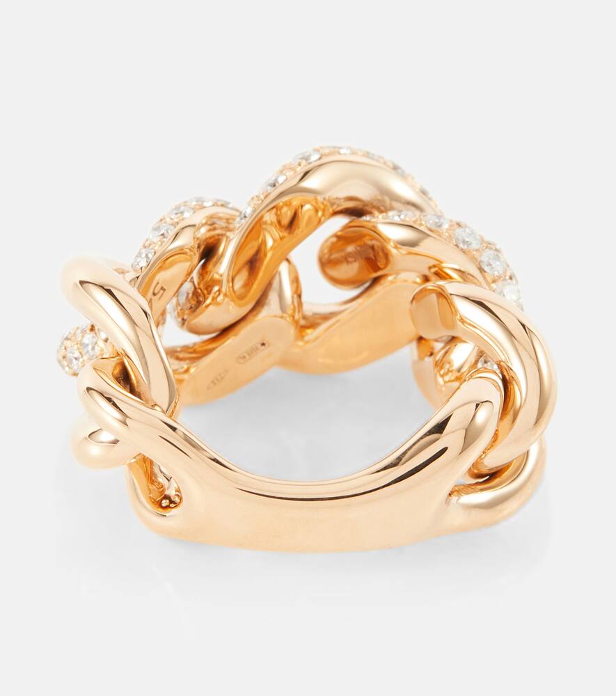 Pomellato Catene 18kt Rose Gold Ring With White Diamonds In Gold
