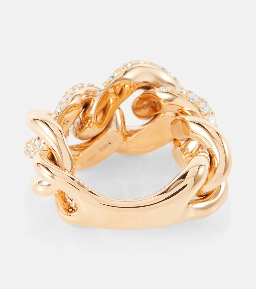 Pomellato Catene 18kt Rose Gold Ring With White Diamonds In Gold