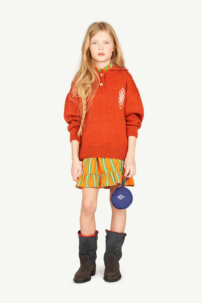 The Animals Observatory Raven Embroidered Sweater In Orange