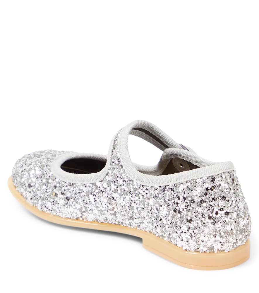 Pèpè Galassia Glitter Ballet Flats In Silver