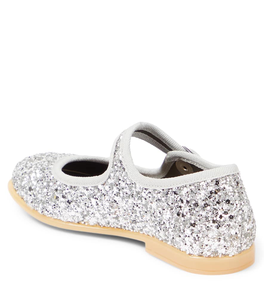 Shop Pèpè Galassia Glitter Ballet Flats In Silver