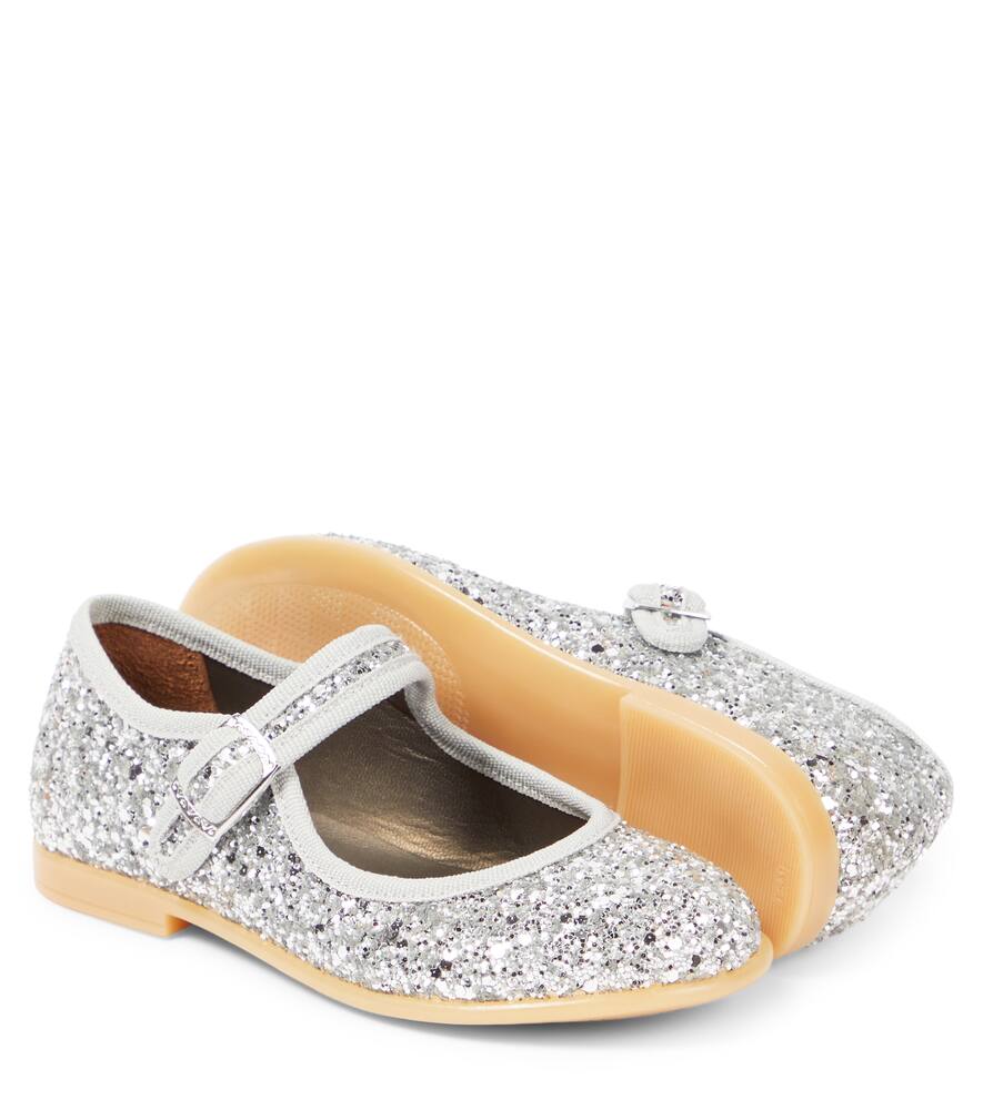 Pèpè Galassia Glitter Ballet Flats In Silver
