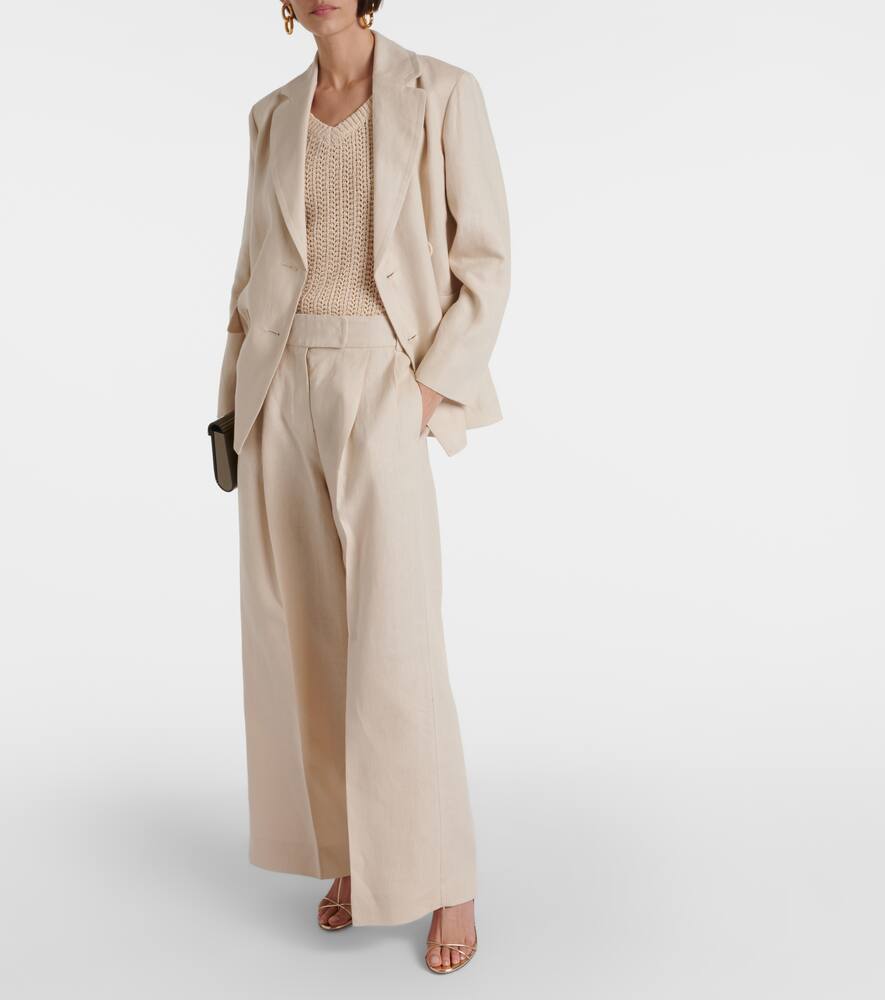 Shop 's Max Mara Lira Linen Wide-leg Pants In Beige