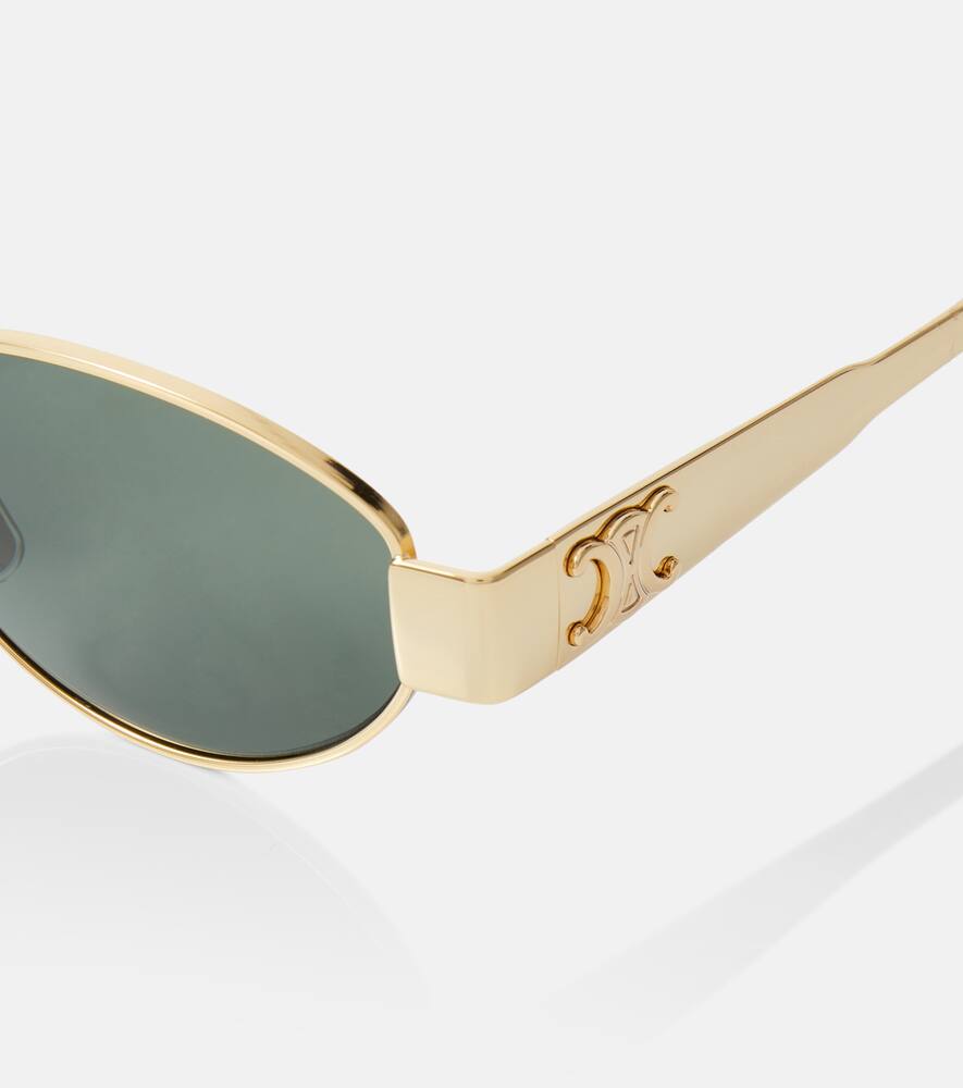 Celine Triomphe Metal 01 Oval Sunglasses In Green