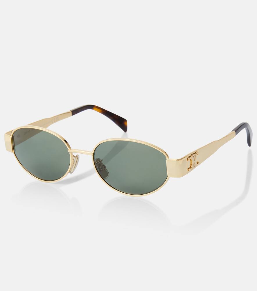 Celine Triomphe Metal 01 Oval Sunglasses In Green