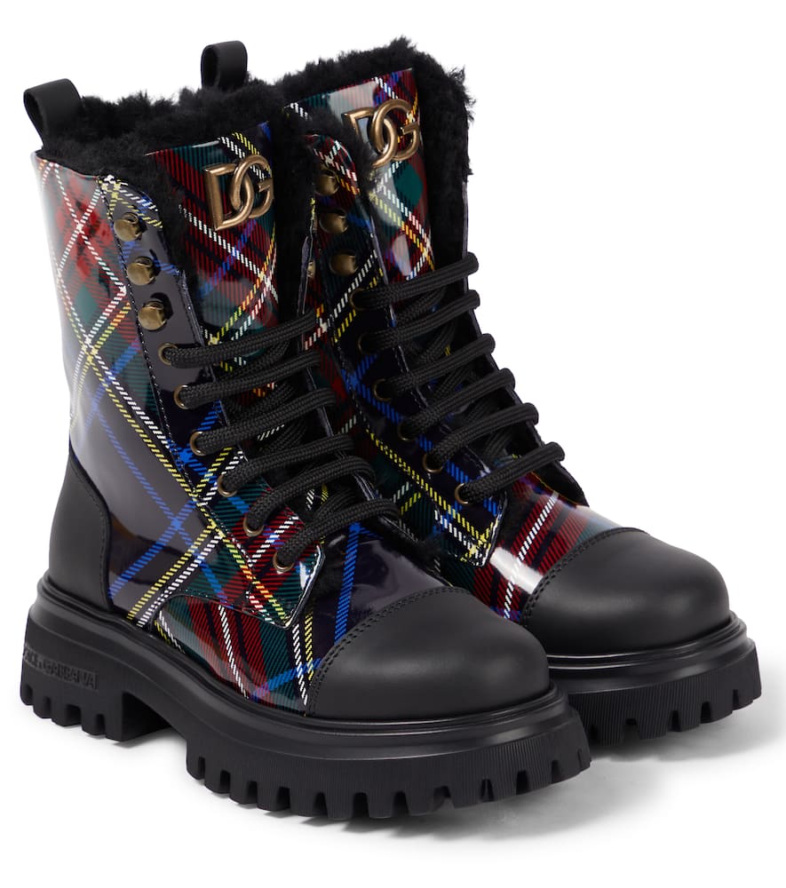 Dolce & Gabbana Checked Leather Boots In Multicoloured