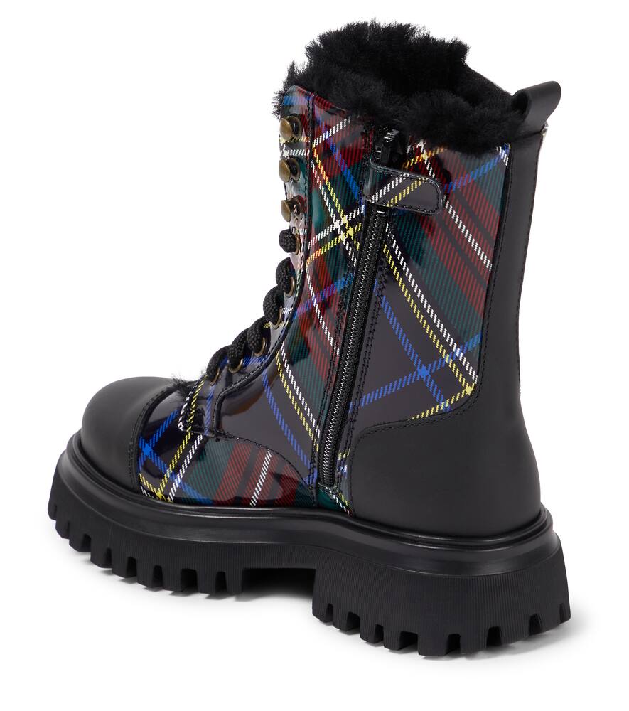 Dolce & Gabbana Checked Leather Boots In Multicoloured
