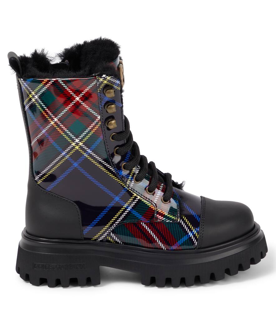 Dolce & Gabbana Checked Leather Boots In Multicoloured