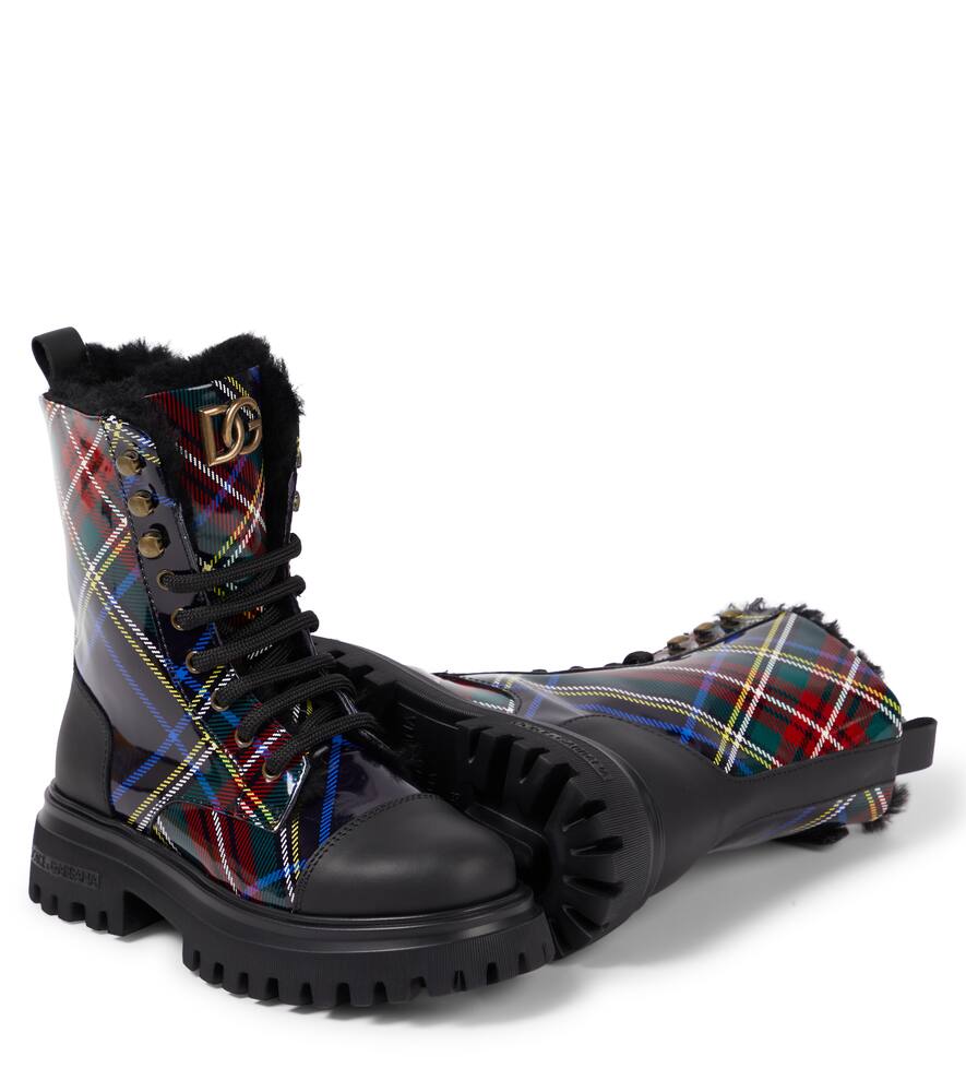 Dolce & Gabbana Checked Leather Boots In Multicoloured