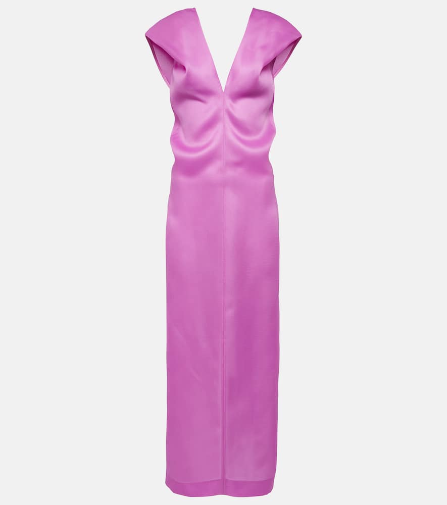 Khaite Ima Gathered Silk-gazar Midi Dress In Orchid