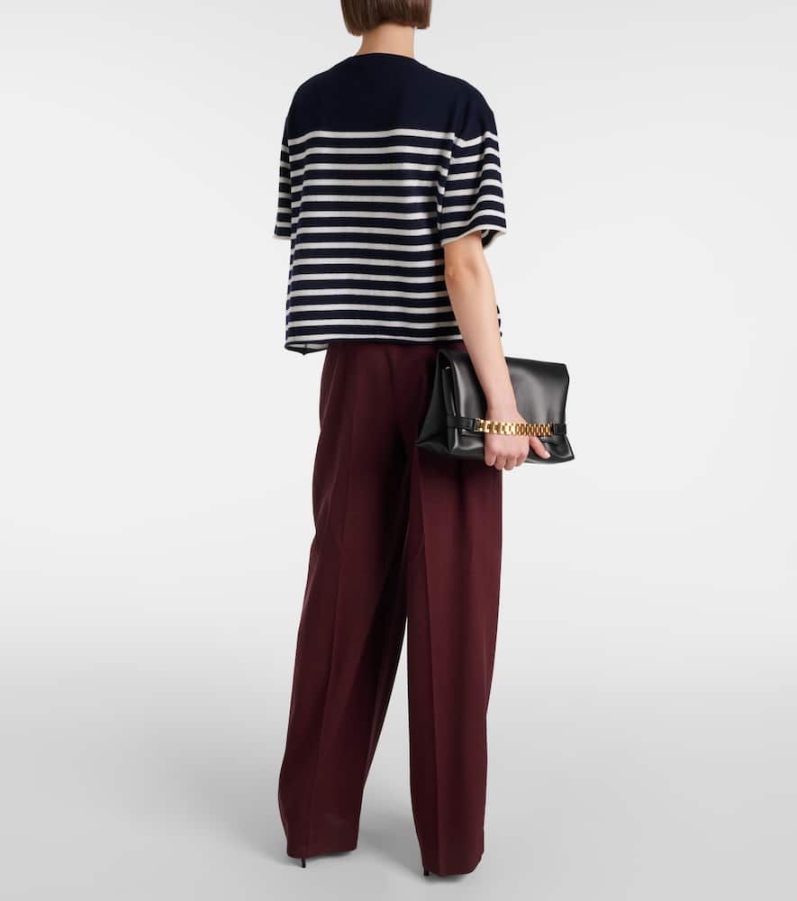 Lisa Yang Cila Striped Cashmere T-shirt In Navy/cream Stripes
