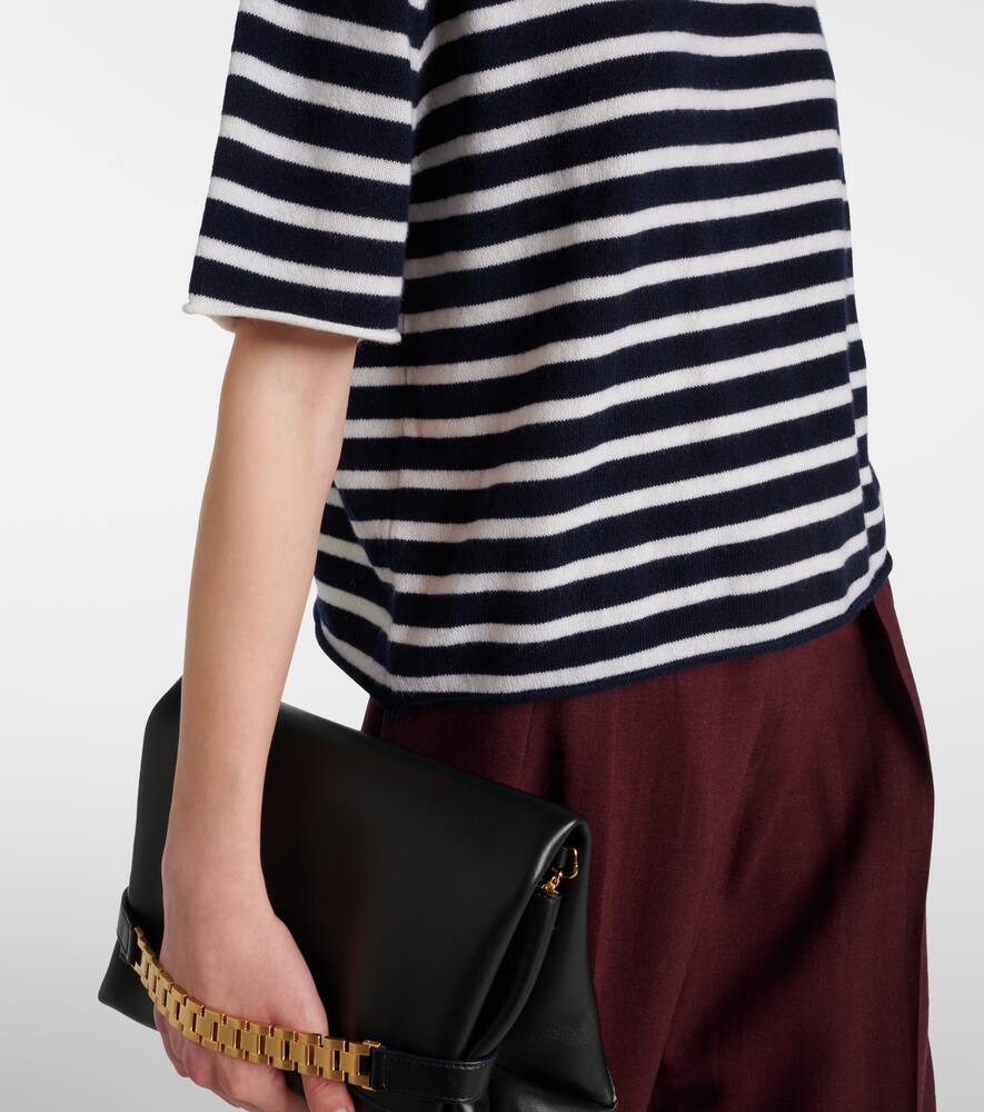 Lisa Yang Cila Striped Cashmere T-shirt In Navy/cream Stripes