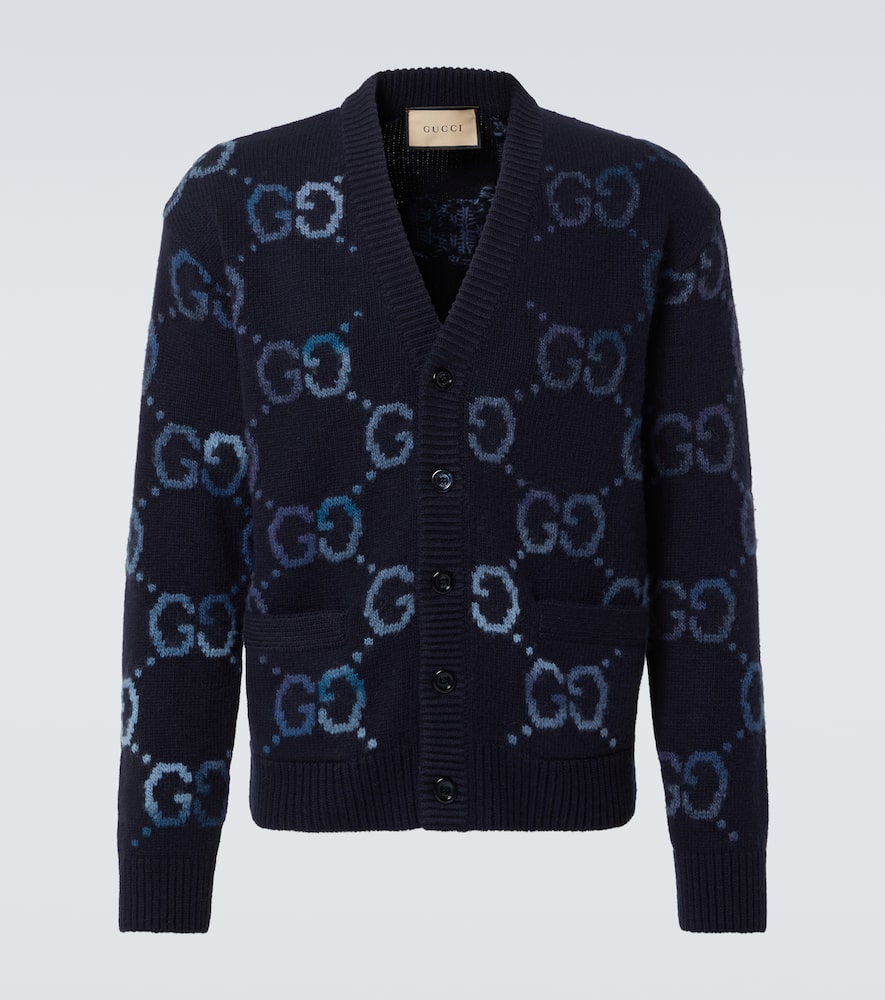 Gucci Sweater With Gg Intarsia In Blue