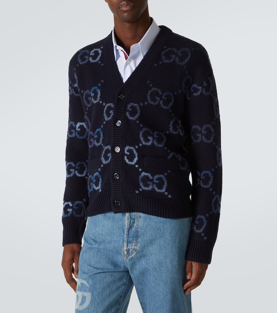 Gucci Sweater With Gg Intarsia In Blue