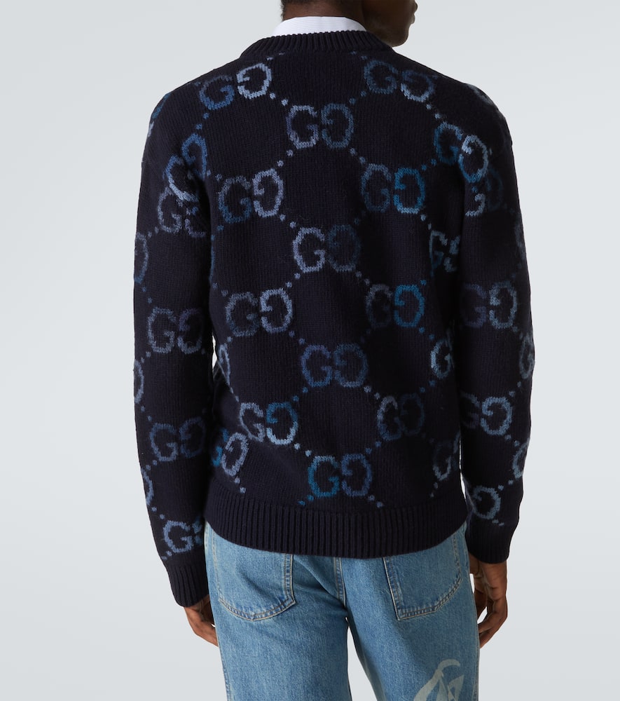 Gucci Sweater With Gg Intarsia In Blue