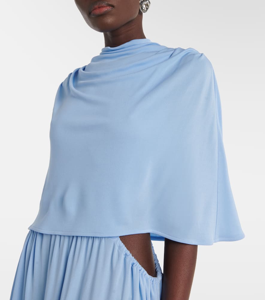 Shop Proenza Schouler Frankie Caped Jersey Maxi Dress In Blue