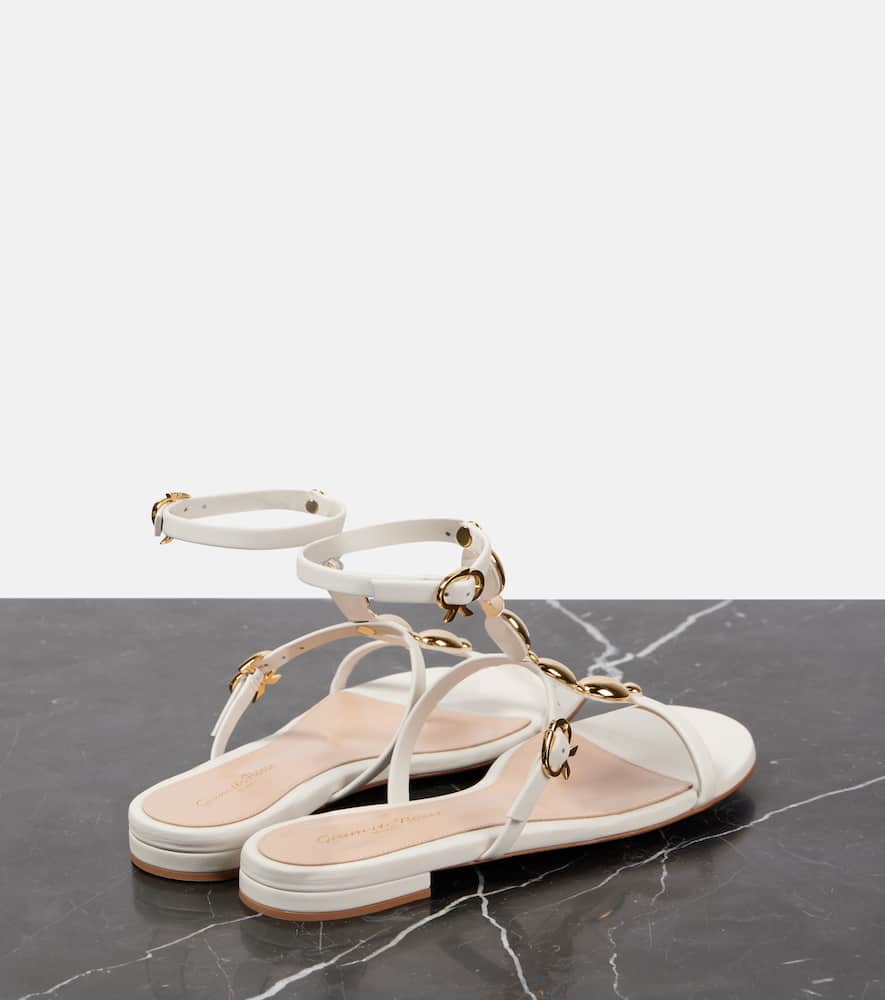 Gianvito Rossi Embellished Leather Sandals In White