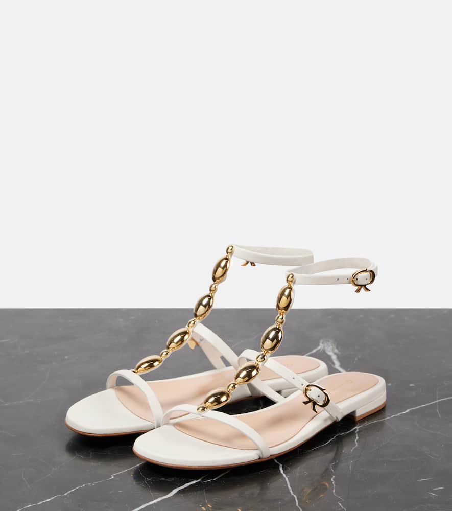 Gianvito Rossi Embellished Leather Sandals In White