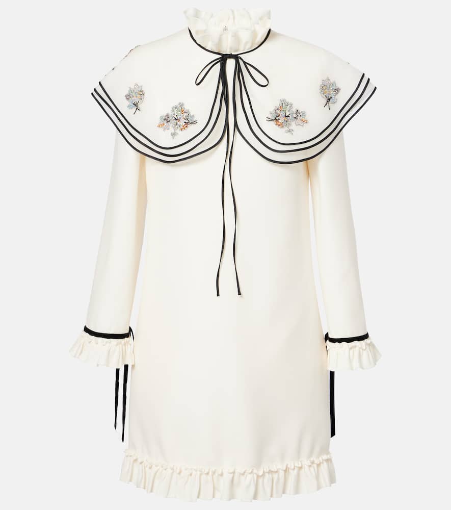 Valentino Besticktes Minikleid Aus Crepe Couture In Weiss