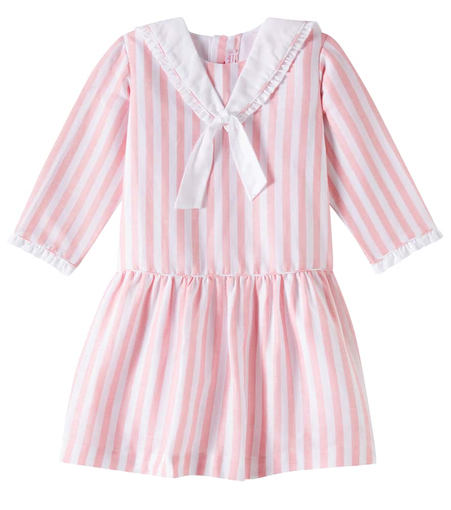 La Coqueta Aranda Striped Cotton And Linen Dress In Pink