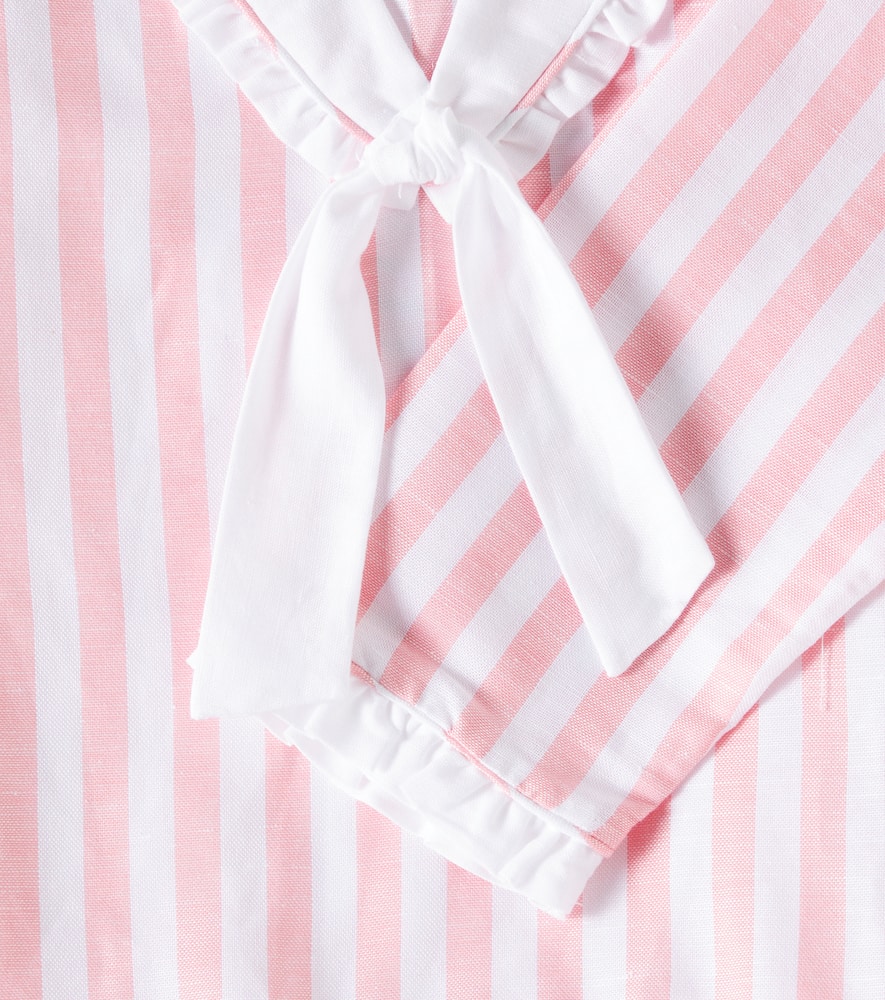 La Coqueta Aranda Striped Cotton And Linen Dress In Pink