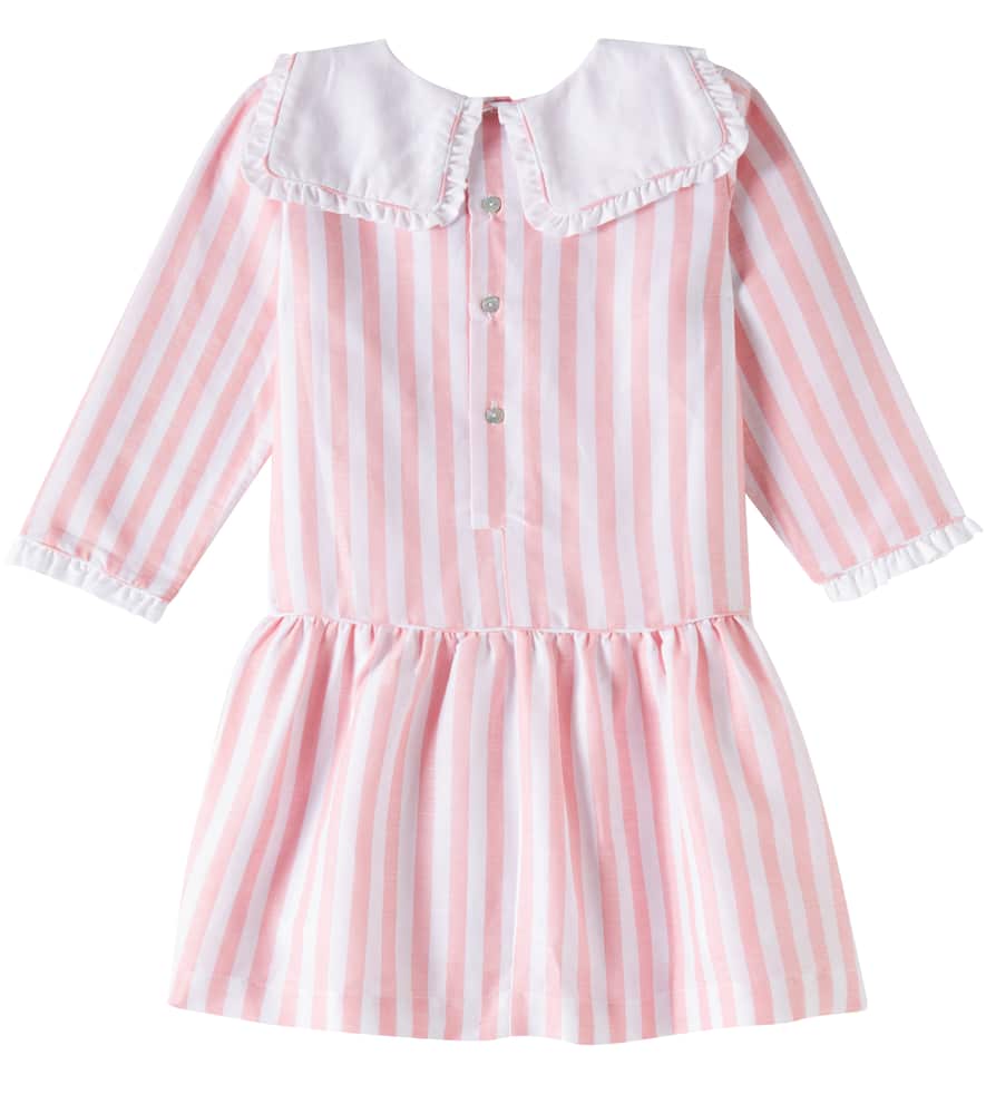 La Coqueta Aranda Striped Cotton And Linen Dress In Pink