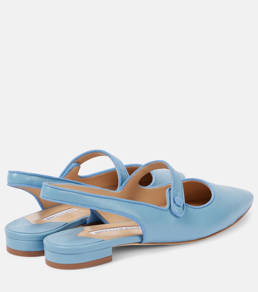 Manolo Blahnik Slingback-ballerinas Campariflatsli Aus Leder In Blau