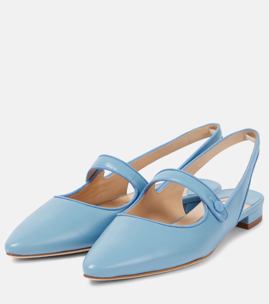 Manolo Blahnik Slingback-ballerinas Campariflatsli Aus Leder In Blau
