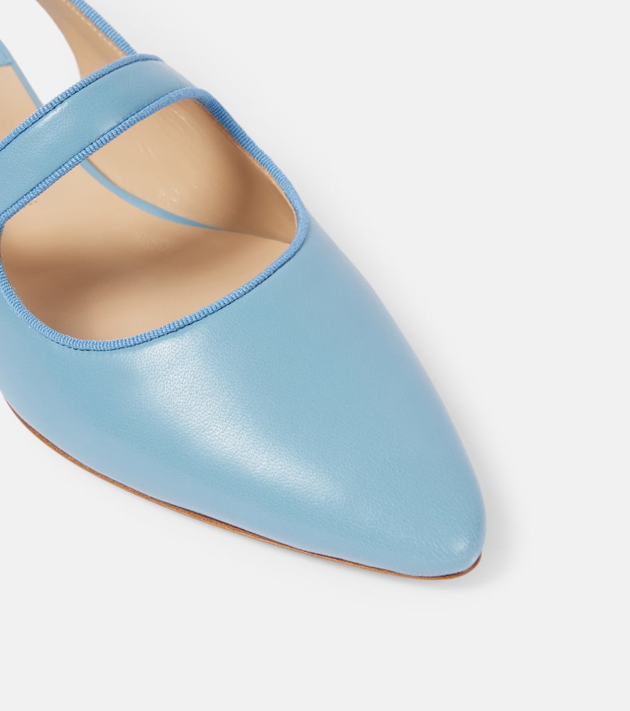 Manolo Blahnik Slingback-ballerinas Campariflatsli Aus Leder In Blau