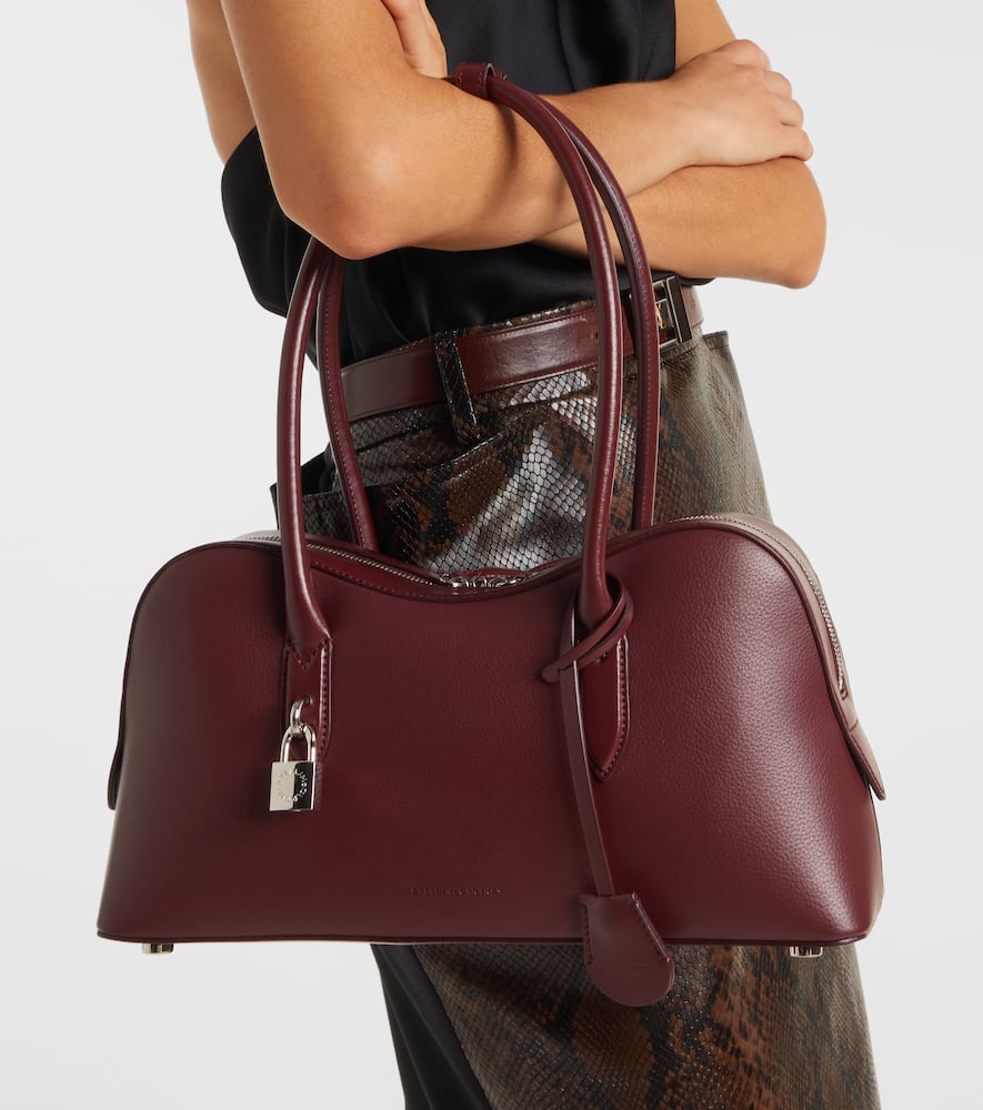 Stella Mccartney Ryder Bordeaux Handbag With Two Top Handles And Front Padlock Detail With Logo In Ecoleather Woman In Burgundy