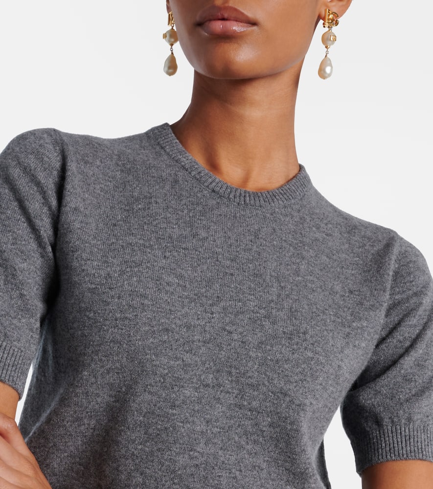 Dolce & Gabbana Short-sleeve Cashmere Sweater In Gray