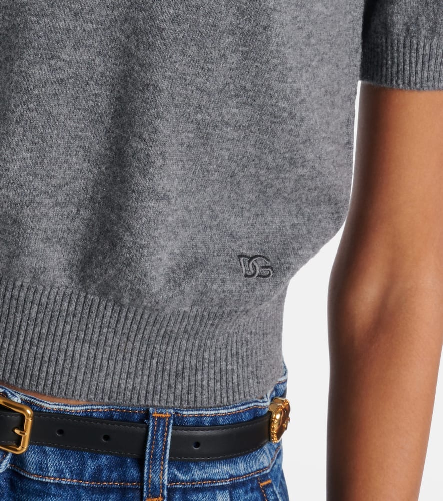 Dolce & Gabbana Short-sleeve Cashmere Sweater In Gray