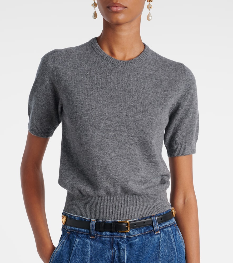 Dolce & Gabbana Short-sleeve Cashmere Sweater In Gray