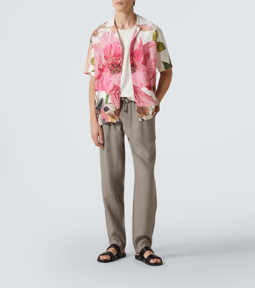 Orlebar Brown Mens Pink Lemonade Maitan Paeonia-print Linen Shirt