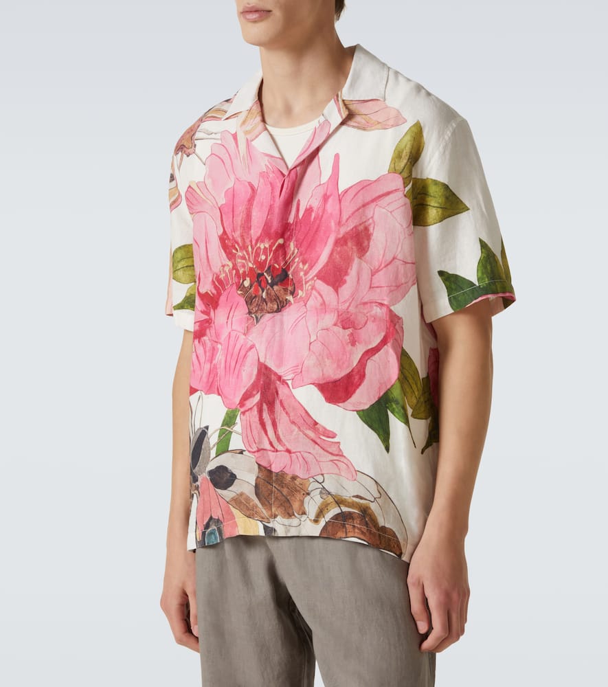Orlebar Brown Mens Pink Lemonade Maitan Paeonia-print Linen Shirt