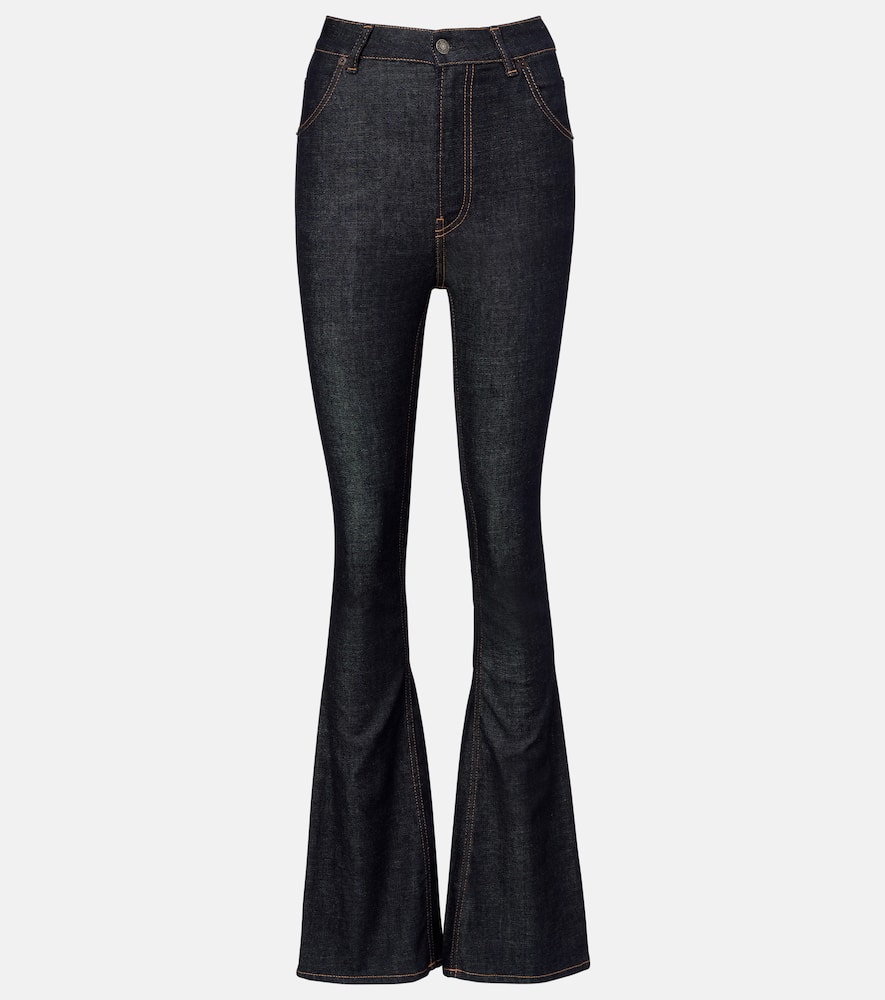Acne Studios High-rise Cotton-blend Flared Pants In Blue