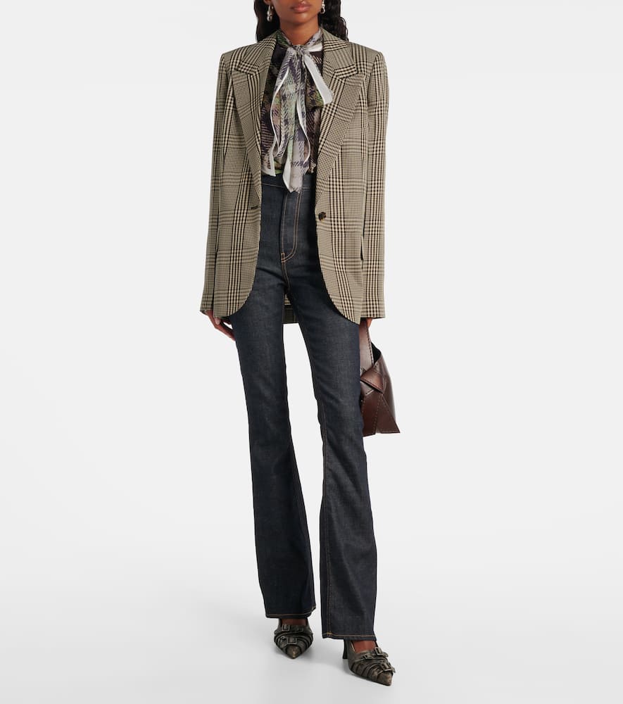 Acne Studios High-rise Cotton-blend Flared Pants In Blue