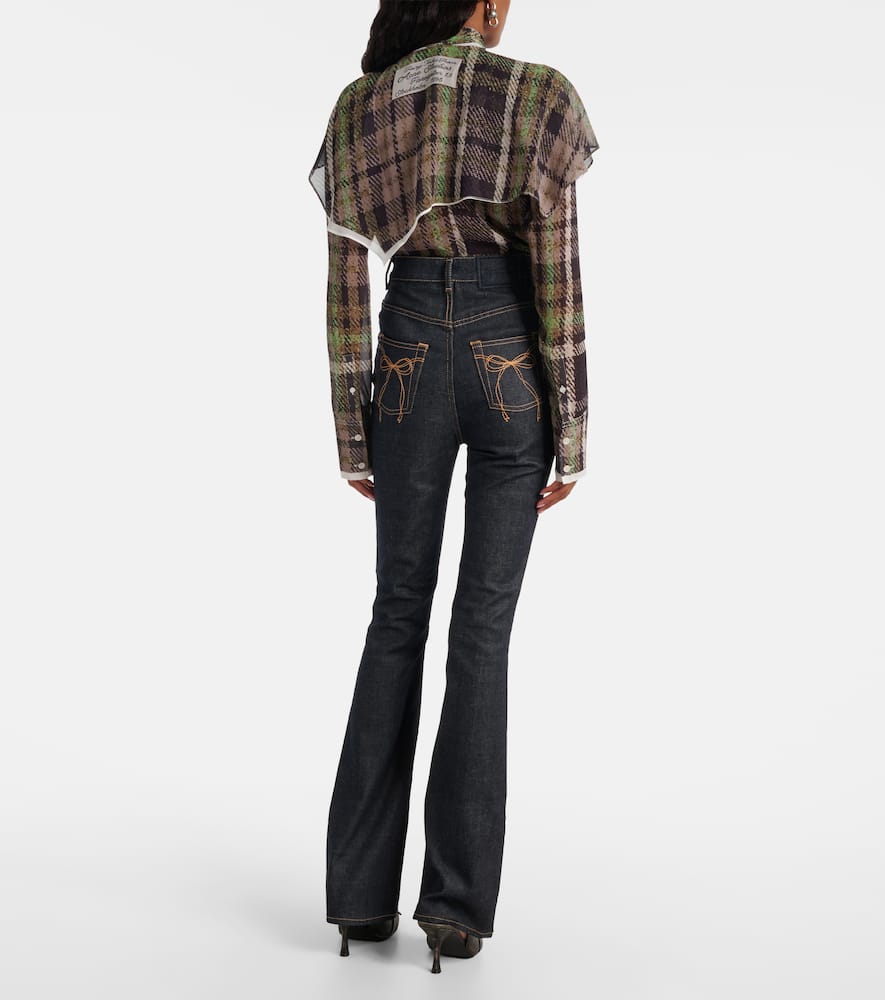 Acne Studios High-rise Cotton-blend Flared Pants In Blue