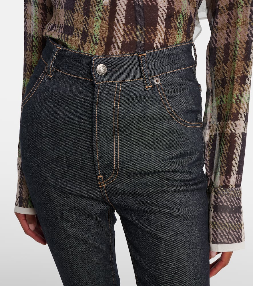 Acne Studios High-rise Cotton-blend Flared Pants In Blue