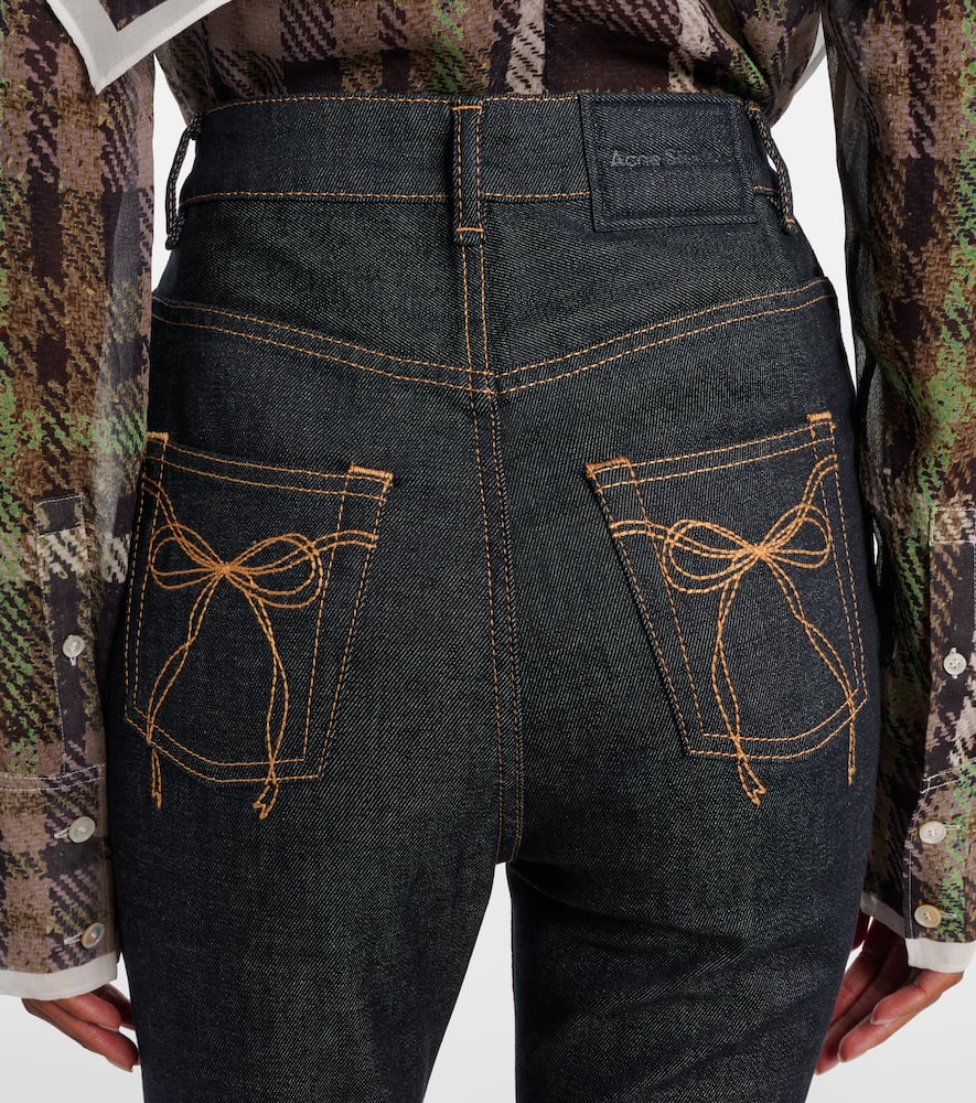 Acne Studios High-rise Cotton-blend Flared Pants In Blue