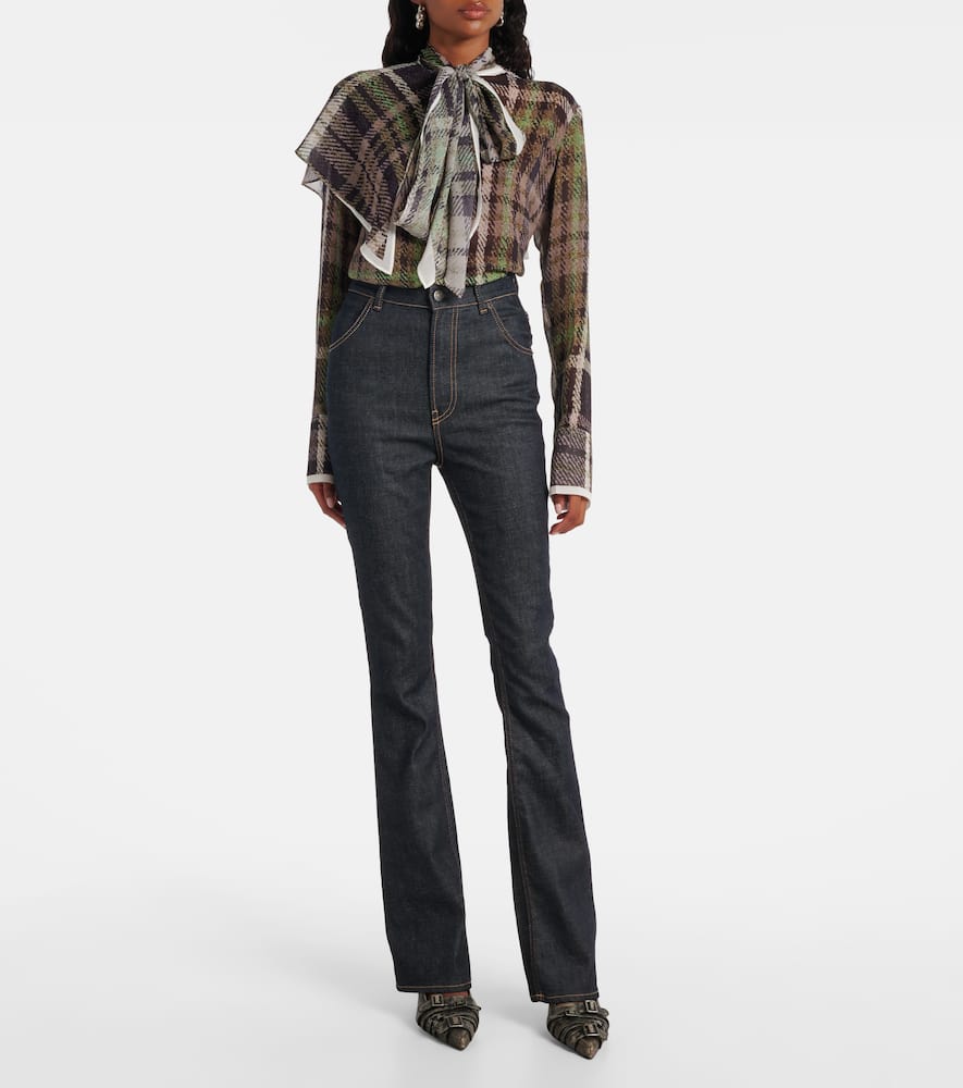 Acne Studios High-rise Cotton-blend Flared Pants In Blue