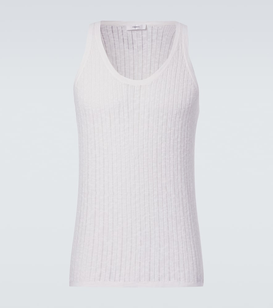 Pointelle cotton and linen tank top