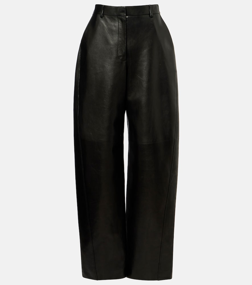 Givenchy High-rise leather barrel-leg pants