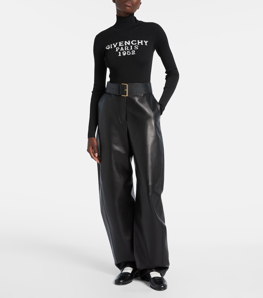 Givenchy High-rise leather barrel-leg pants