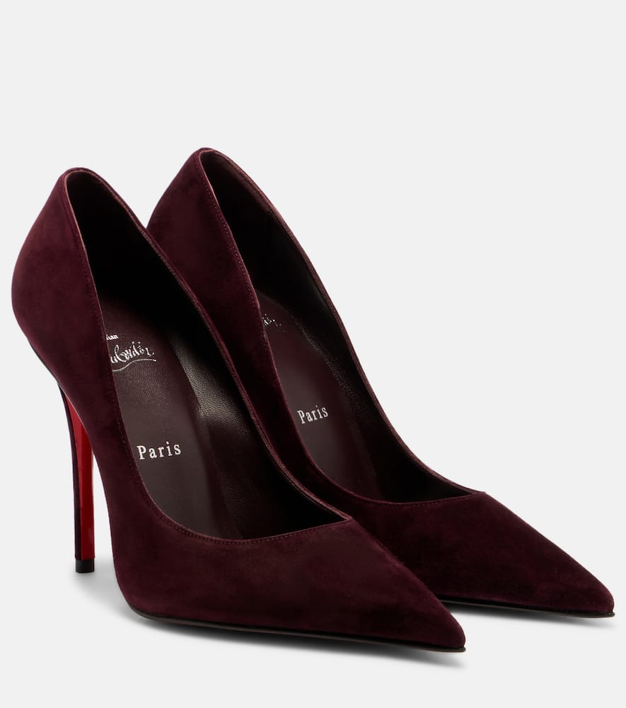 Christian Louboutin Miss Z 100 Suede Pumps In Burgundy